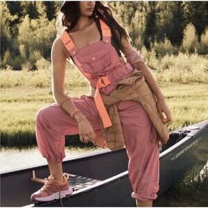 Free People FP Movement Jumpsuit Morning Meadow Overall In Matte Rose Combo M